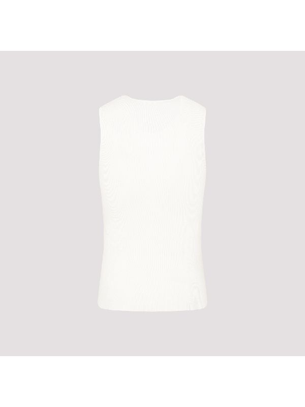 White Ribbed Sleeveless Top