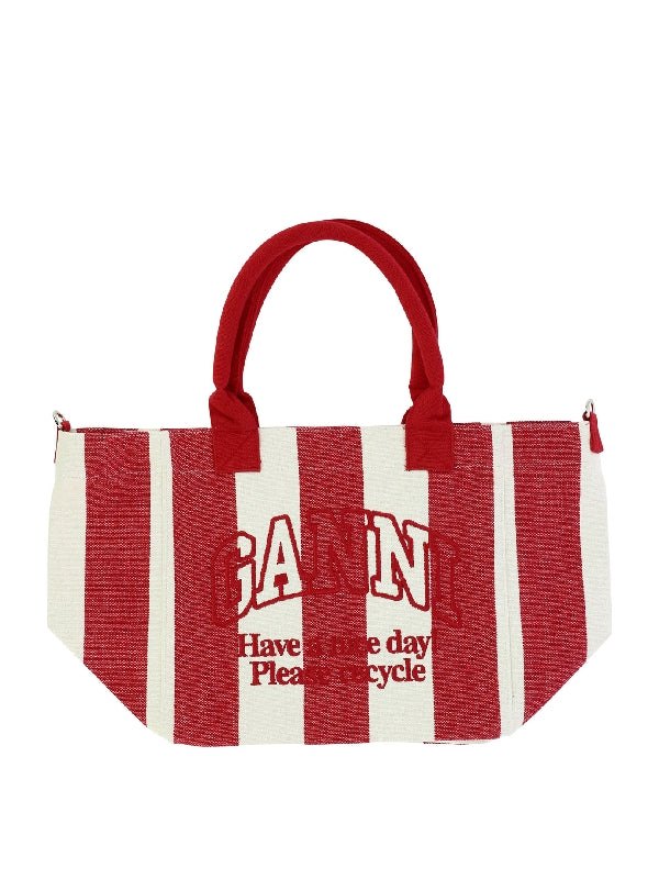Logo Stripe Cotton Tote Bag