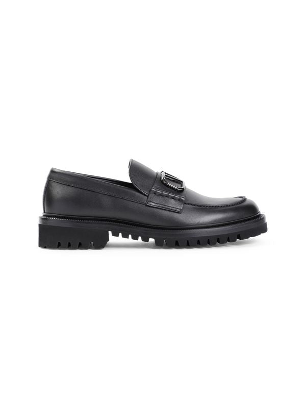 V Logo Leather Loafer