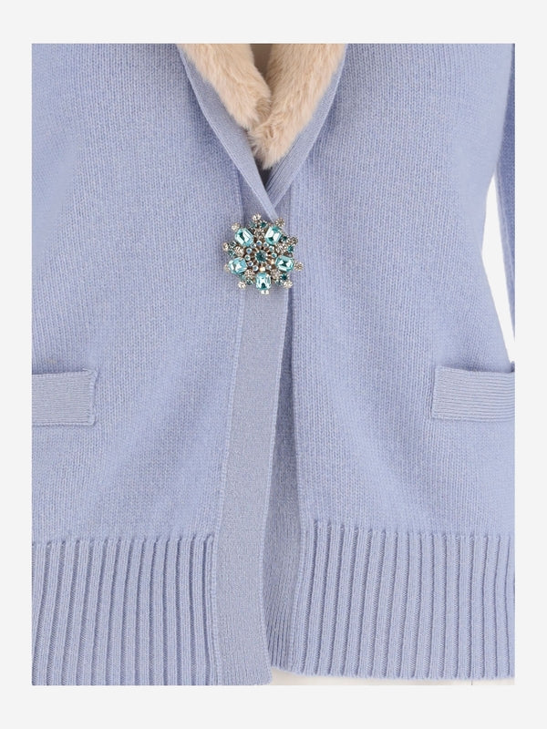 Faux Fur Collar Cardigan