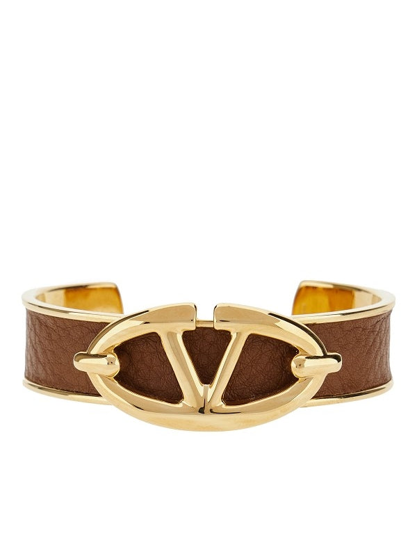 V Logo Leather Bracelet