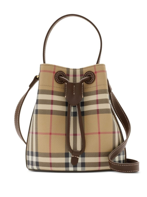 Check Mini Bucket Bag