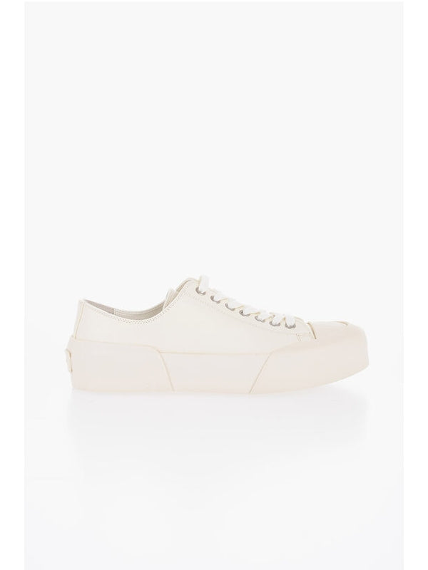 White Leather Low-Top Sneakers