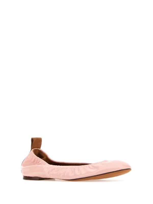 Logo Tab Leather Flat Shoes