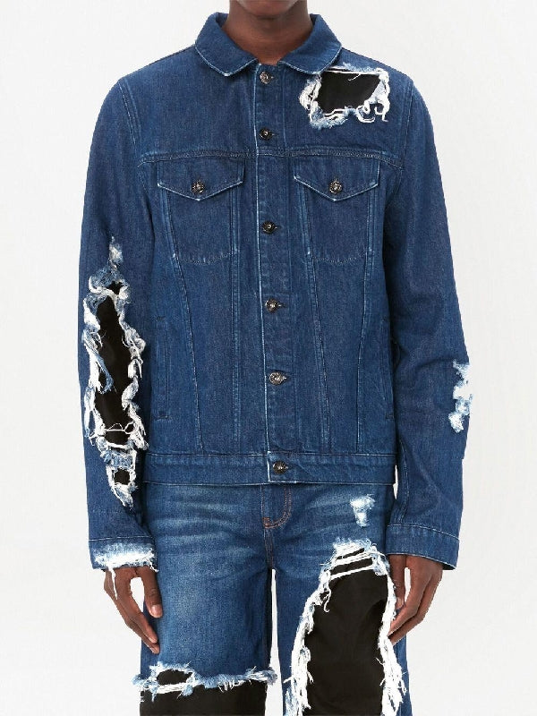 Distressed denim jacket