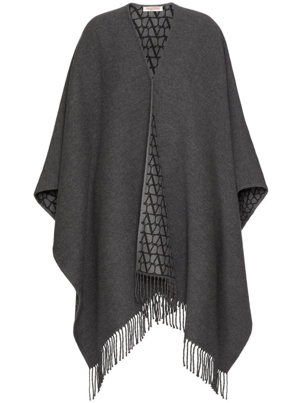 All-Over Logo Wool Silk Cape