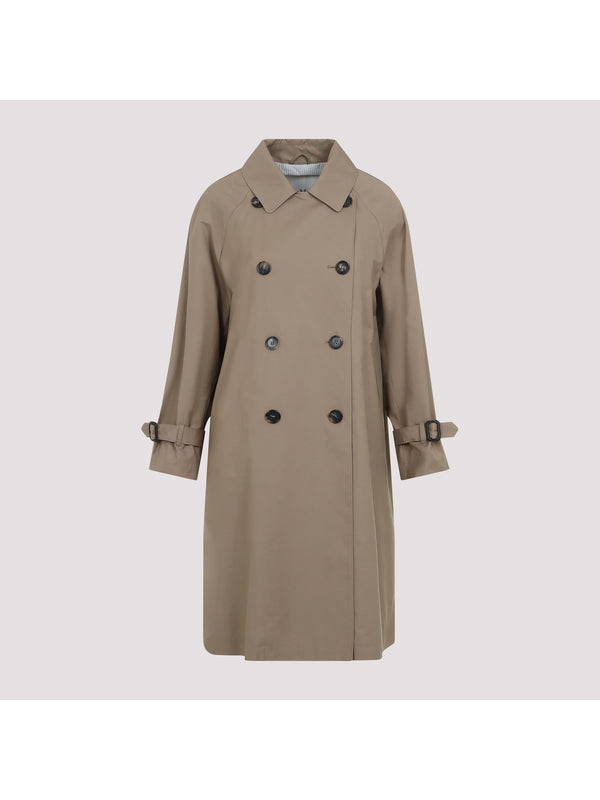 Logo Patch Double Trench Coat