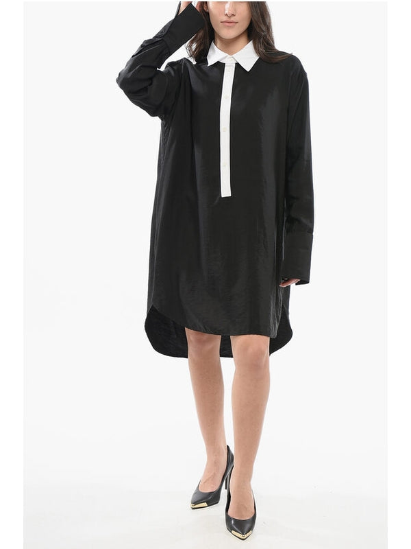 Viscose Nylon Shirt Midi Dress