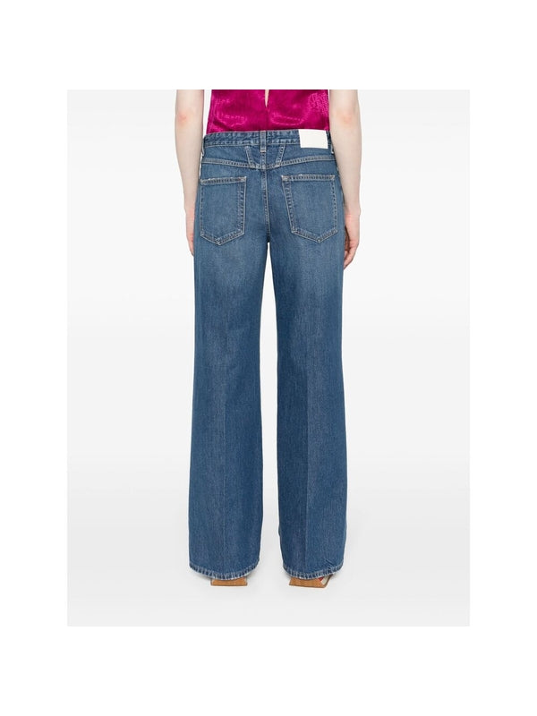 Back Logo Patch Cotton Denim
  Pants