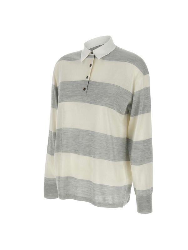 Stripe Silk Polo Shirt