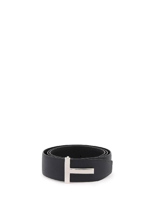 T Logo Reversible Leather Belt - Jente