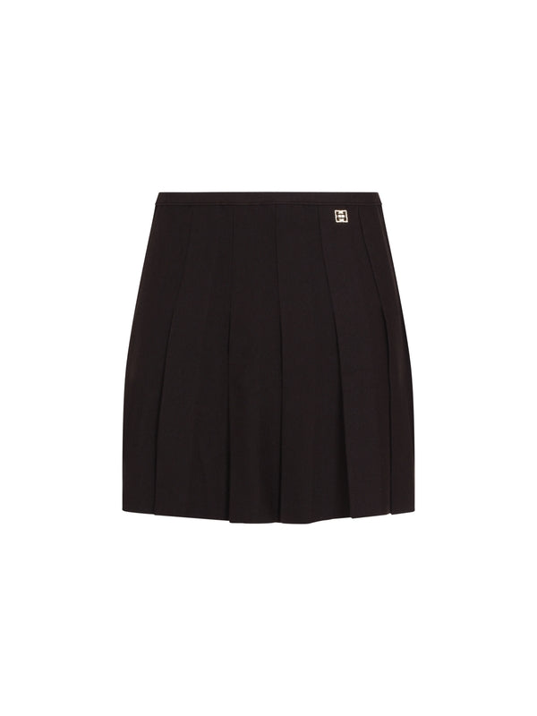 4G Logo Detail Pleated Wool Mini Skirt