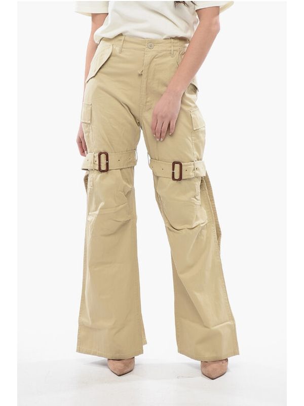 Multi Pocket Belt Decorated Cotton Cargo Pants