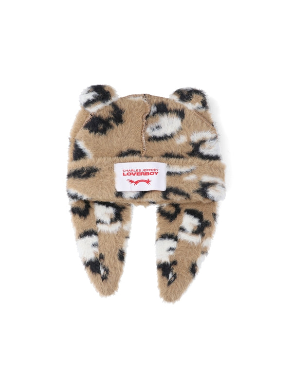 Logo Patch Leopard Pattern Beanie - Jente