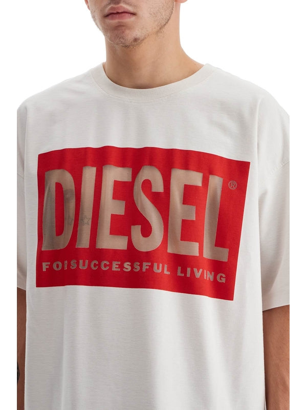 DIESEL - Sheer Logo Printing Short
  Sleeve T-Shirt - Jente