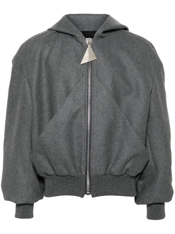 Wool Blend Hood Bomber Jacket