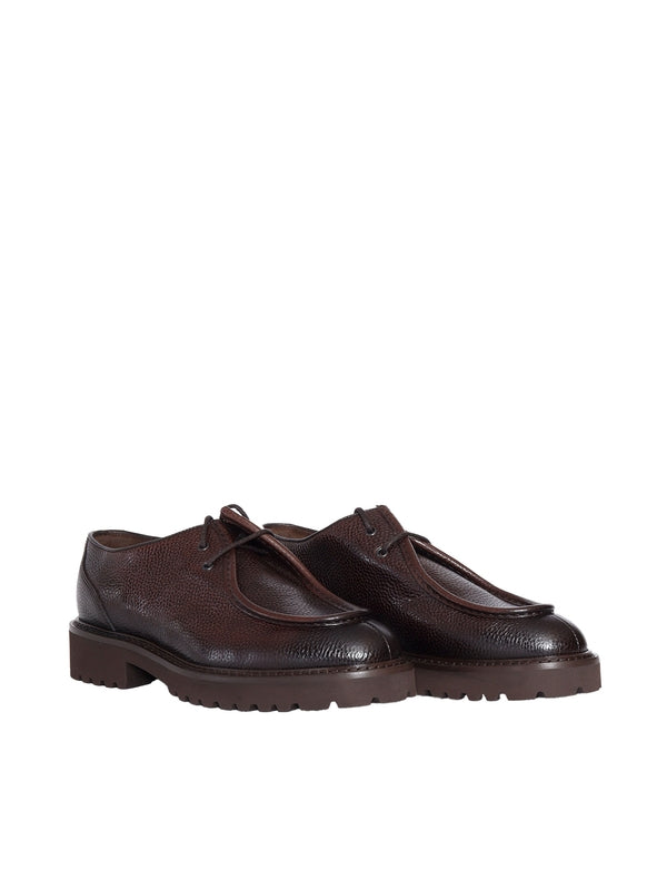 Brown Calfskin Lace-Up Shoes