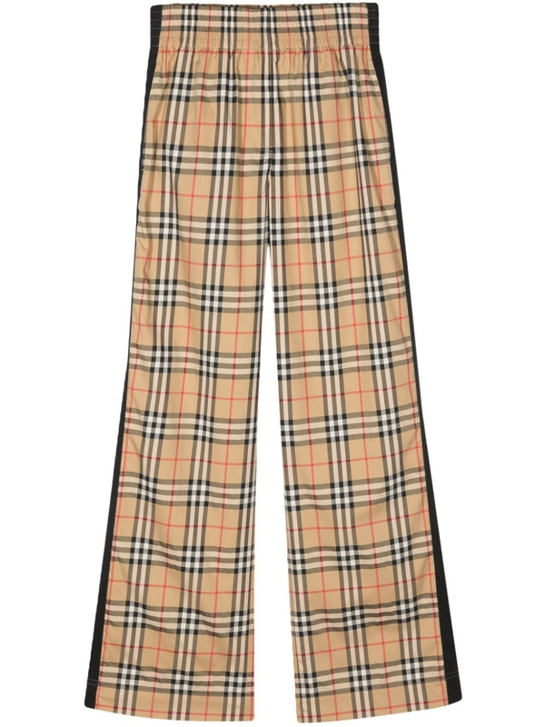 Banded Check Pattern Cotton Pants