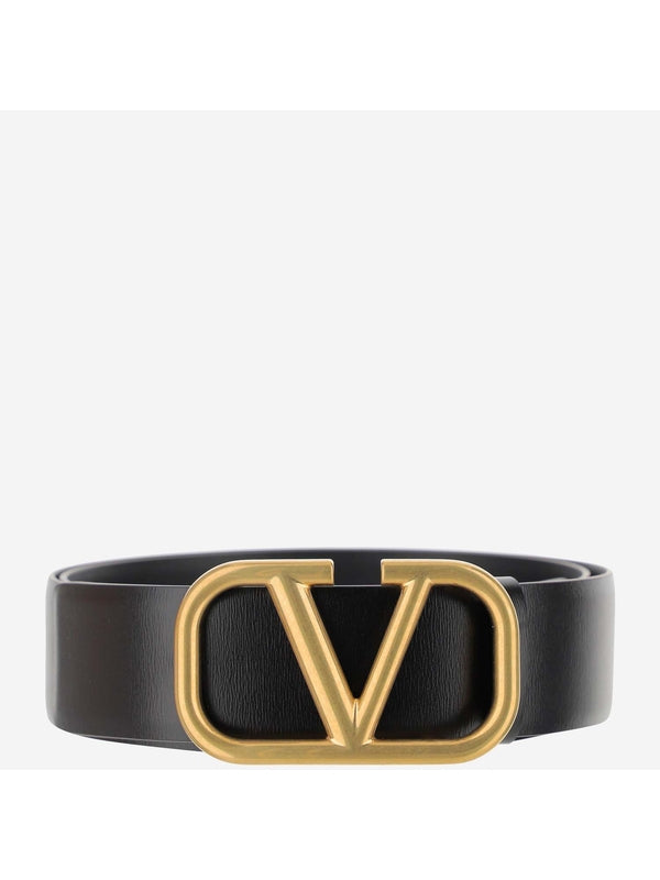 V Logo Leather Belt