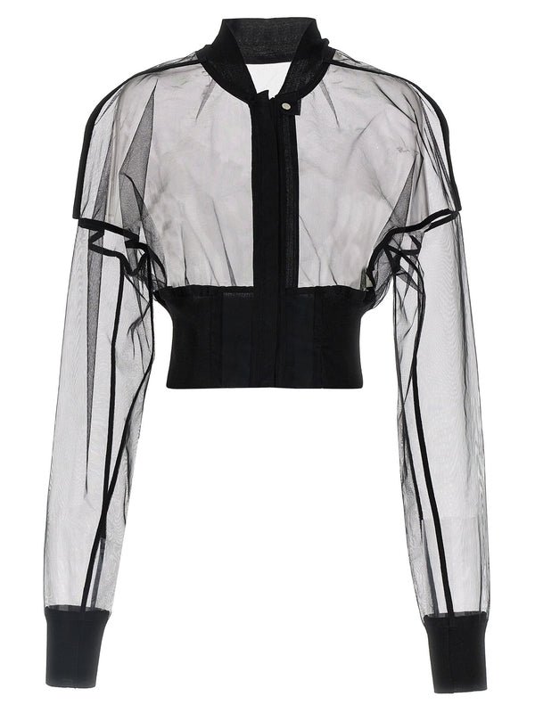 Semi-sheer Nylon Bomber Jacket
