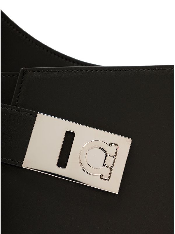 Brushed Leather Asymmetric Pocket Hobo
  Shoulder Bag