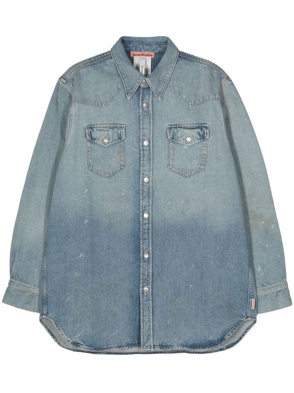 Vintage Effect Cotton Washing Denim Shirt