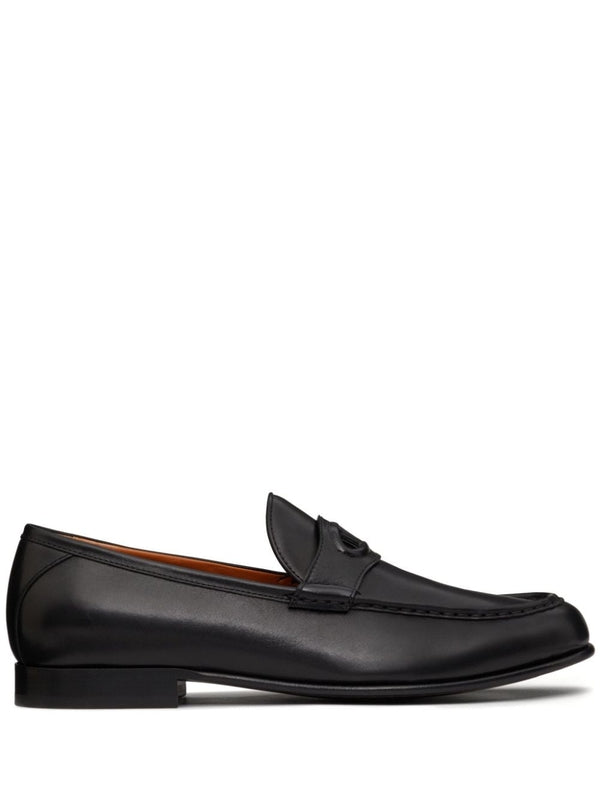 V Logo Leather Loafers