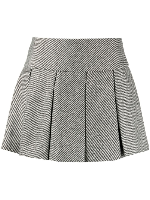 Striped Wool Pleated Skirt