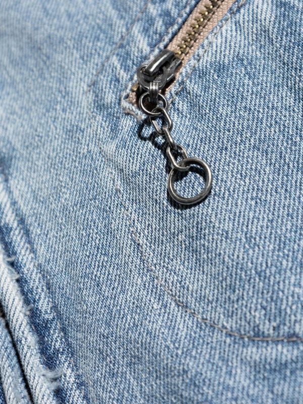 Distressed Collar Denim Zipped Jacket