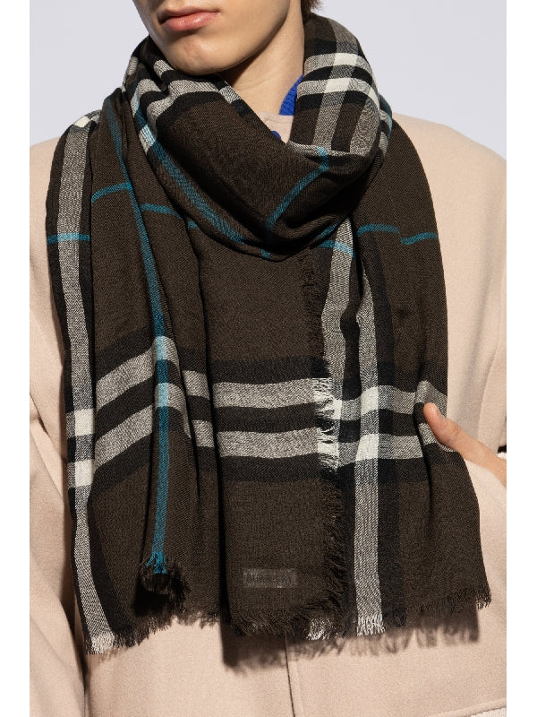 Check Pattern Wool Scarf