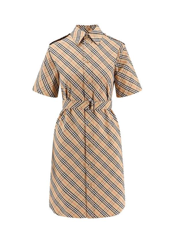 Belt Check Pattern Shirt Dress