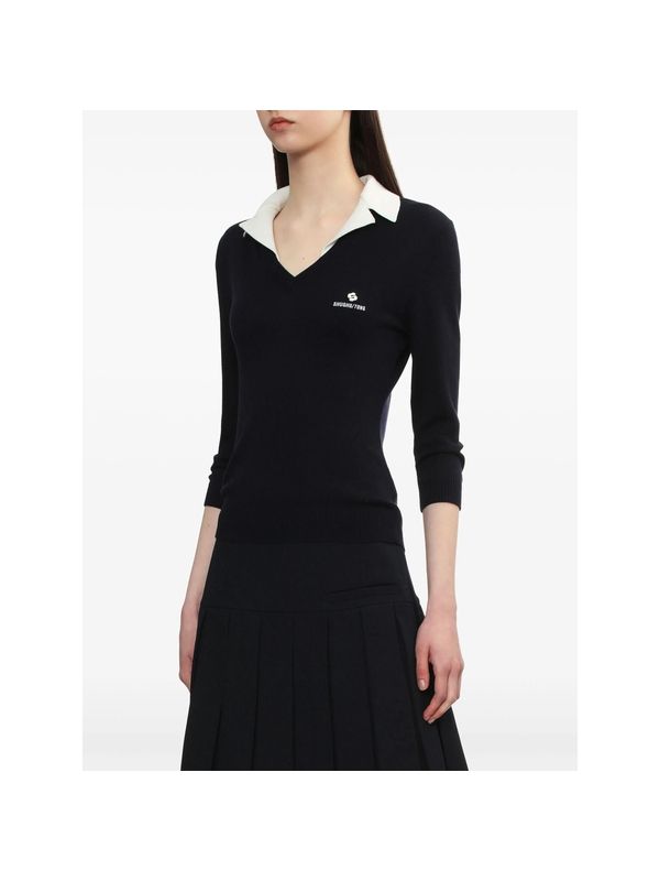 Logo Jacquard Silk Cashmere Polo Shirt