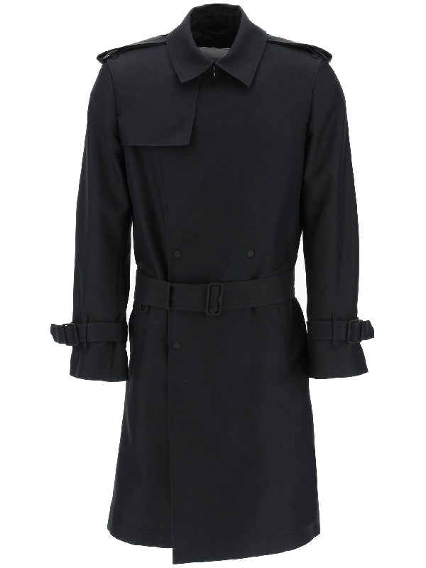 Black Silk Blend Trench Coat - Jente