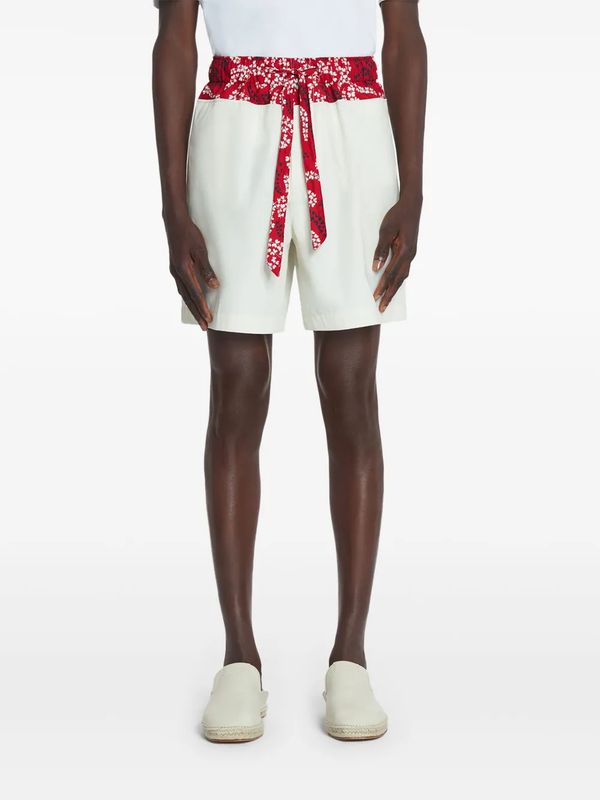 Flower Detail Drawstring Cotton Shorts