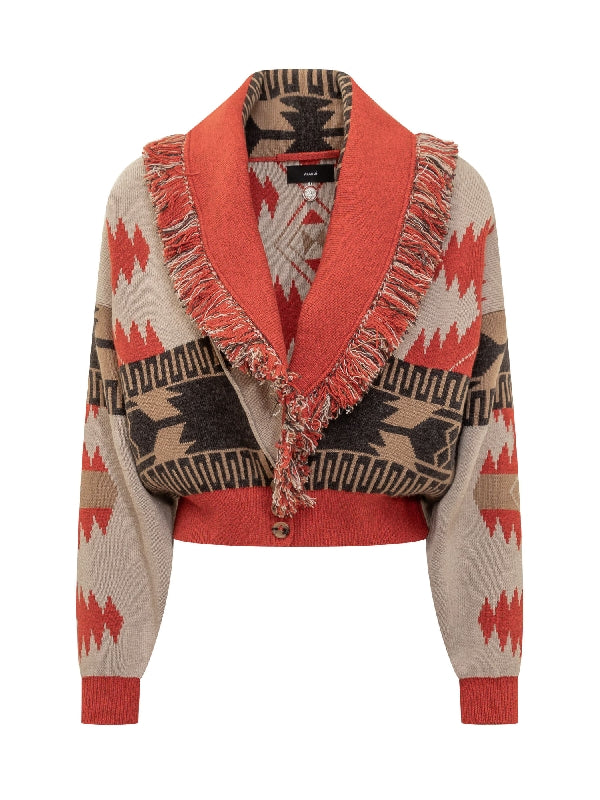 Icon Jacquard Fringe Cardigan