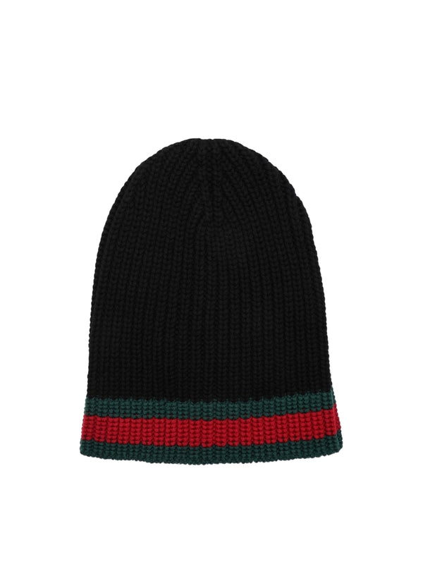 Web Trimmed Rib Knit Beanie