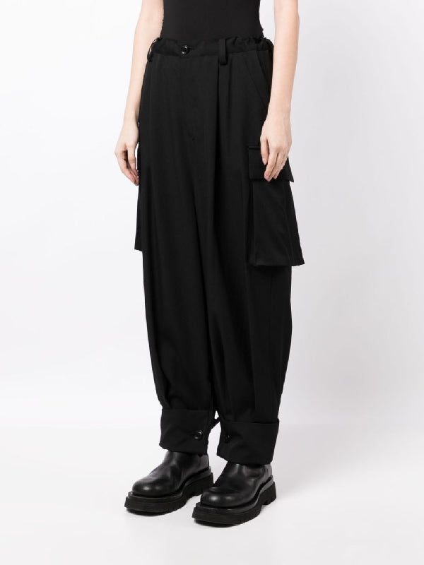 Drop-Crotch Wool Cargo Pants