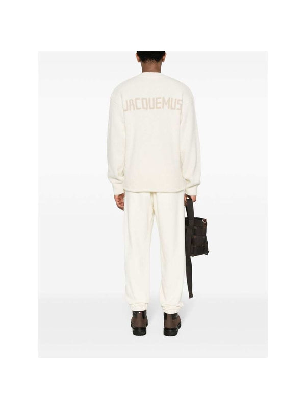 Back Logo Jacquard Wool Blend Knit