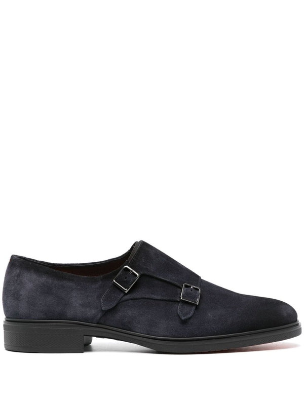 Double Buckle Suede Monk Strap Shoes