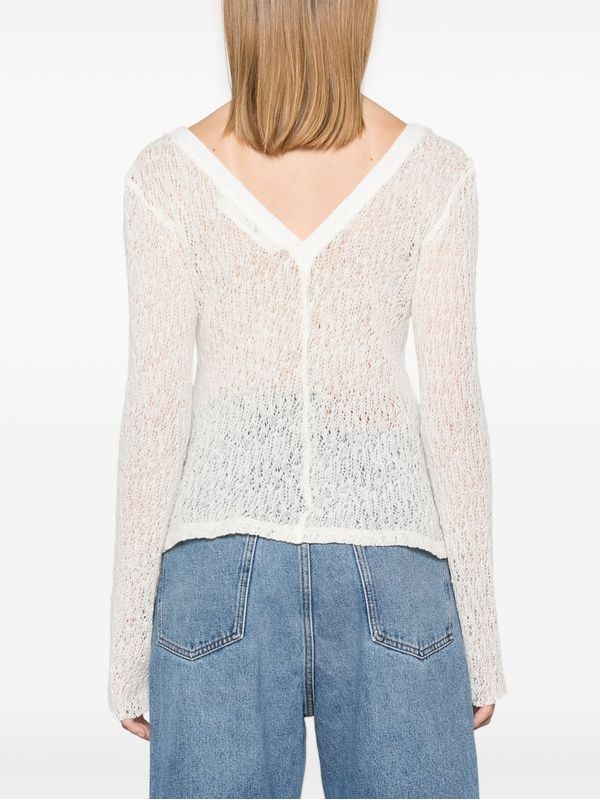 Maeve Open V-neck Wool Sweater