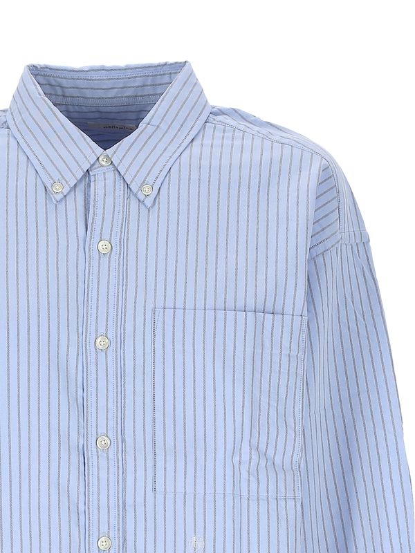 Logo Embroidery Stripe Shirt