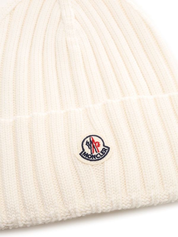 Logo Patch Wool Ribbed Beanie