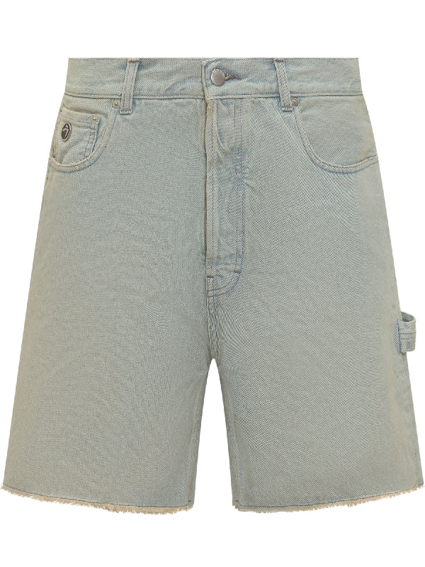 Logo Patch Cotton Denim Bermuda Shorts