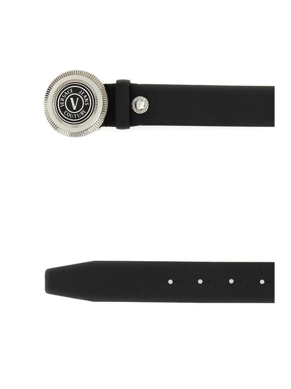 V Emblem Logo Buckle Leather Belt