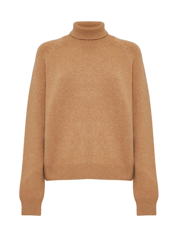 侧开叉高领羊绒衫
针织