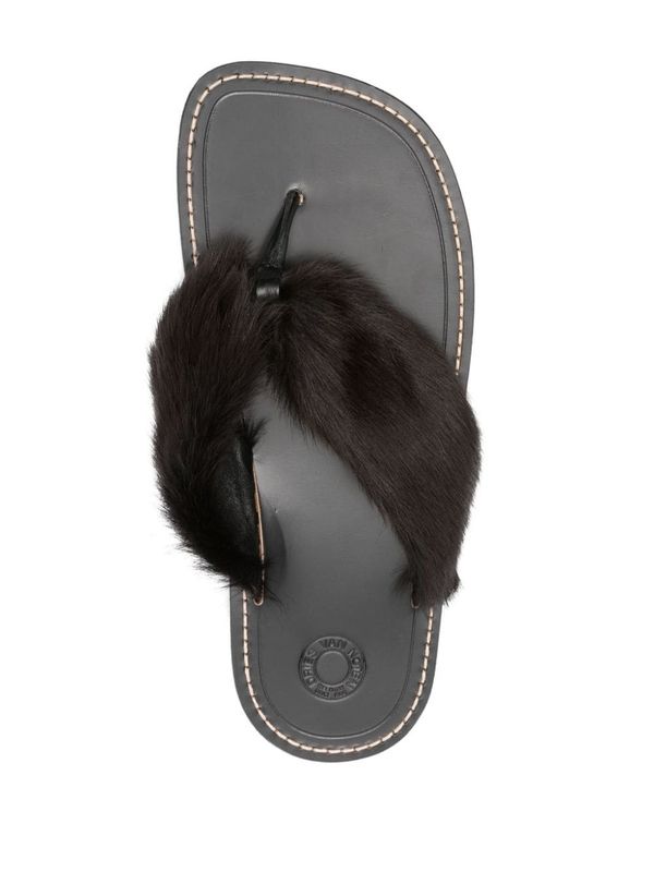 Fur Strap Flip-Flops