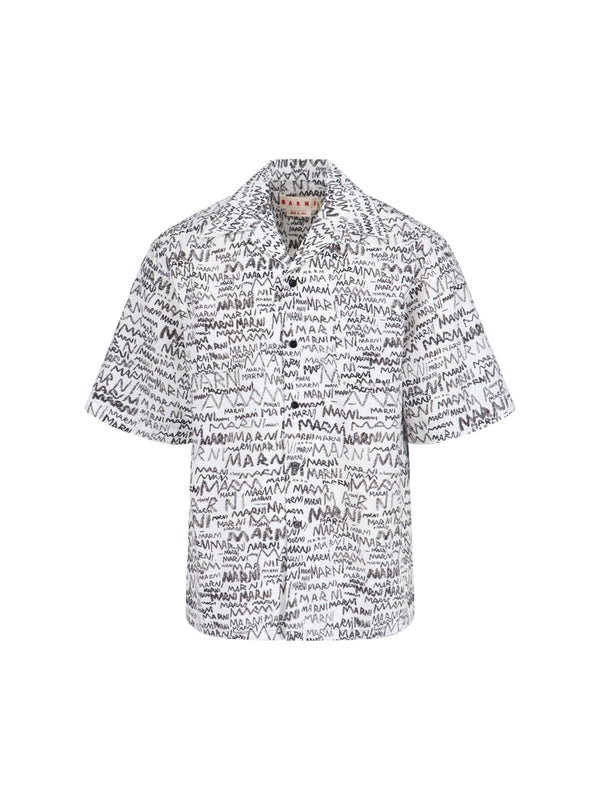 Allover Logo Printing Short Sleeve Shirt