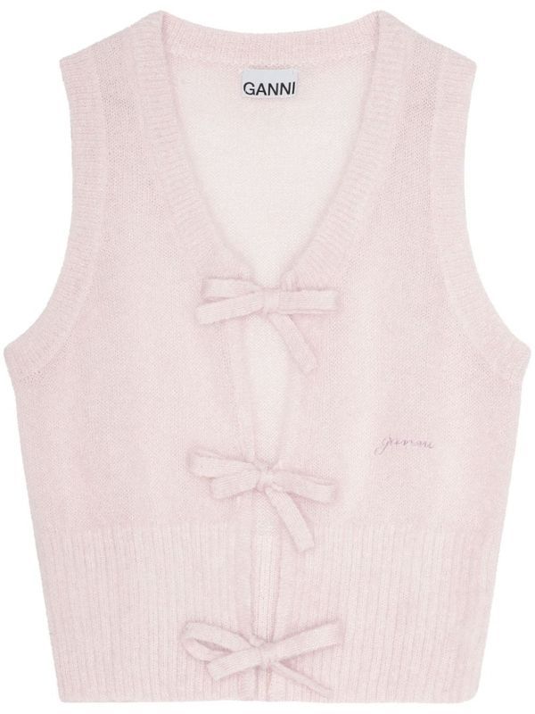 GANNI - Bow Mohair Blend Knit Vest - Jente