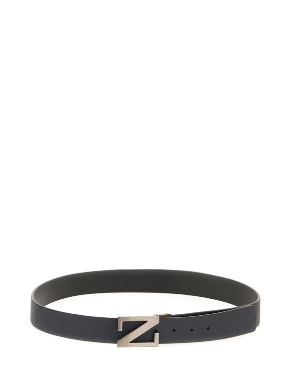 Z Zegna Black Leather Belts