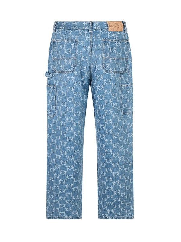 Allover Pattern Jacquard Denim Pants